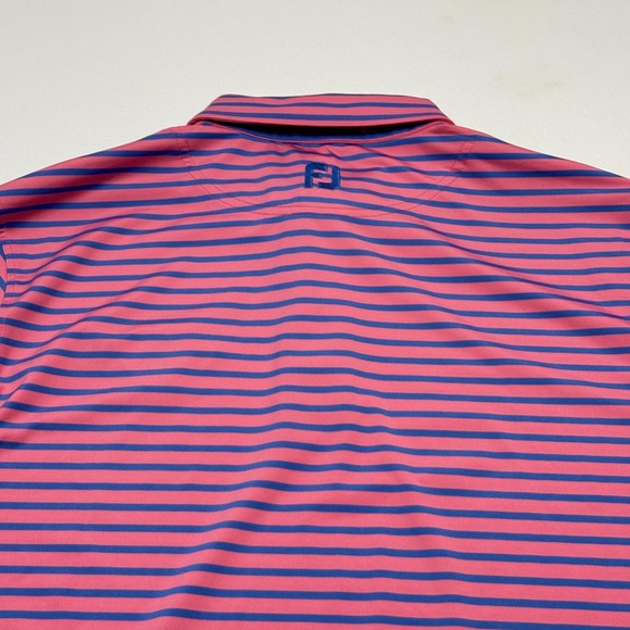 FootJoy Golf Polo Shirt Mens Large Pink Stripe Cypress Cup Performance Stretch - Picture 11 of 11